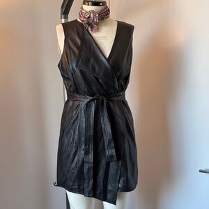 BCBGMaxAzria Black Faux Leather Mini Dress